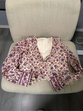 Sézane quilt purple long sleeve top